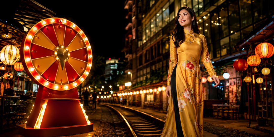 Chợ đêm Hà Nội với không khí vui nhộn và người dân tham gia các hoạt động giải trí may mắn